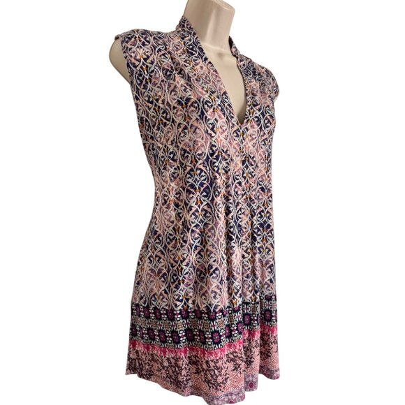 Cable & Gauge Women Size 1X Stretchy Tank Pleated V Neck Purple Pink EUC - Picture 7 of 9